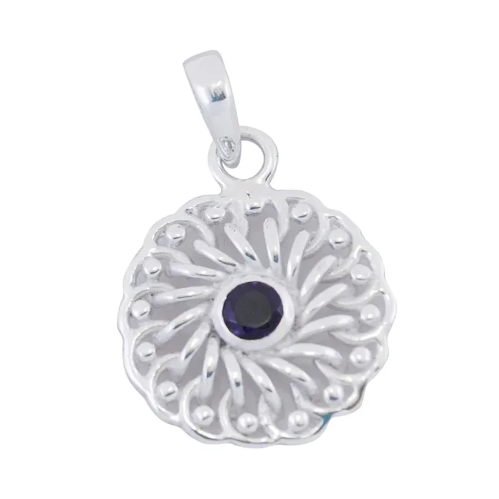 Amethyst Tiny French Silver Solitaire Giulia Filigree Purple Pendant Jewelry