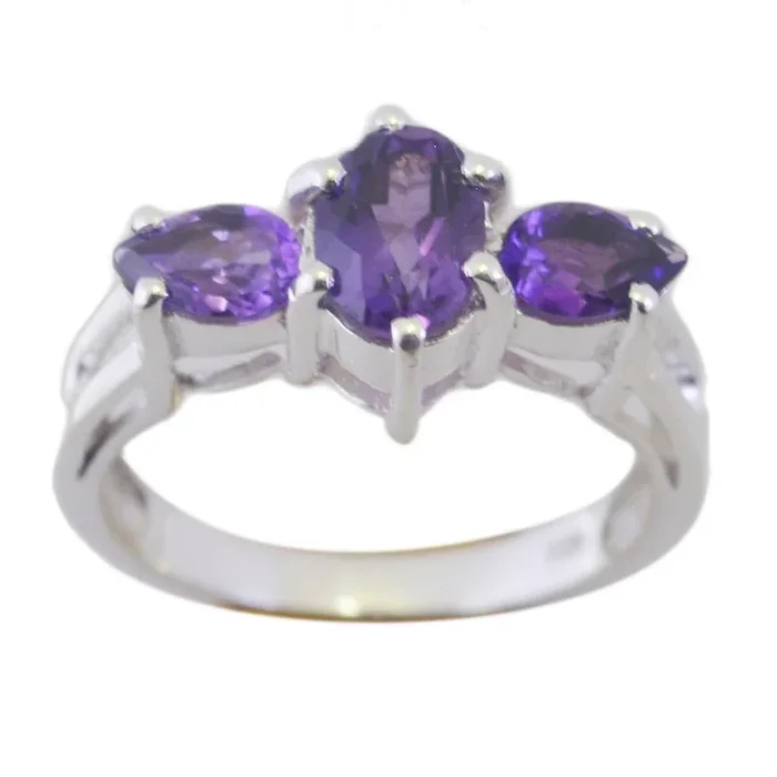 Amethyst Trilogy Turkish Silver Purple Gemstones Whisper-thin Fairytale Ring Jewelry