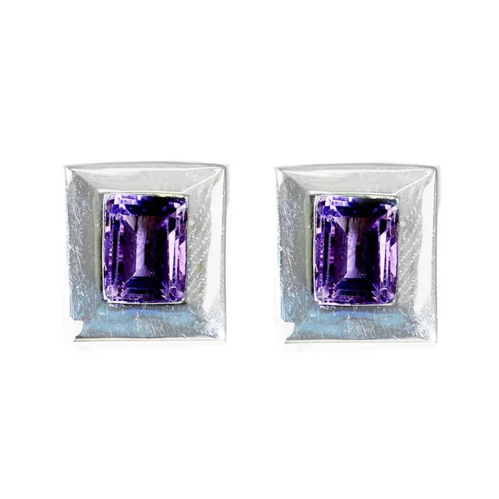 Amethyst Turkish Ayaka Solitaire Stud Purple 92.5 Silver Earring