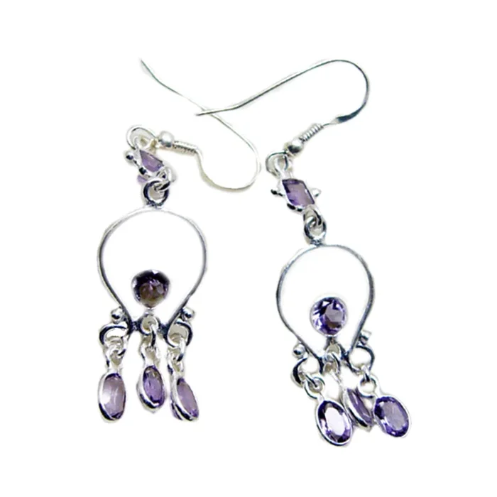 Amethyst Turkish Lucia multiple Dangle Purple 92.5 Silver Earring
