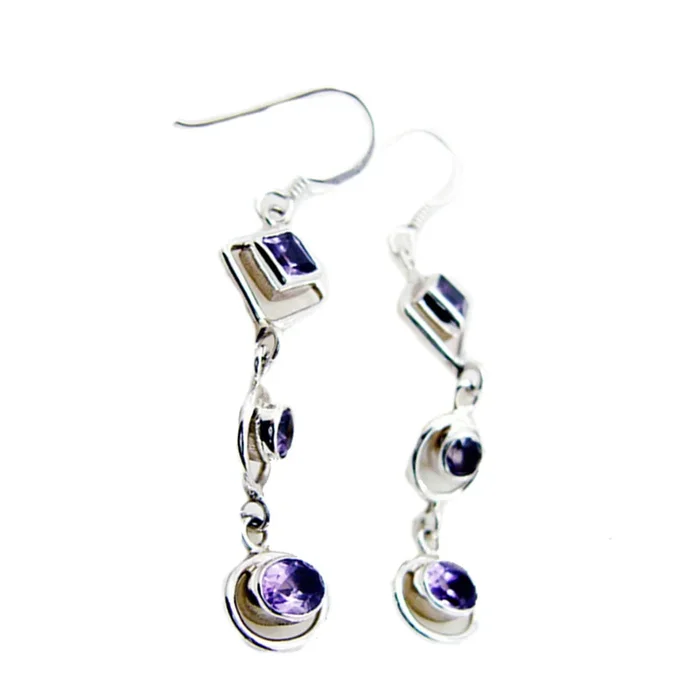Amethyst Turkish Sofía multiple Dangle Purple Silver Earring