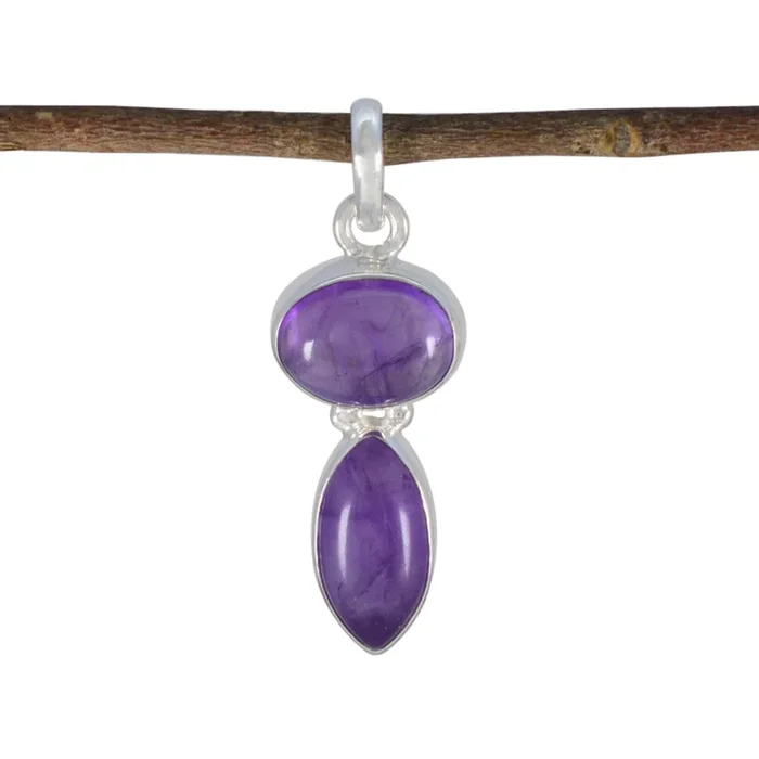 Amethyst Whisper-thin Latin American Sterling Silver Toi et Moi Ella Glamorous Purple Pendant Jewellery