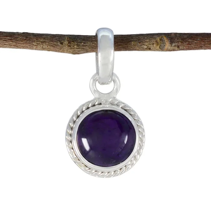 Amethyst Whisper-thin Russian Silver Solitaire Mariana Rope-Wire Purple Pendant Jewelry