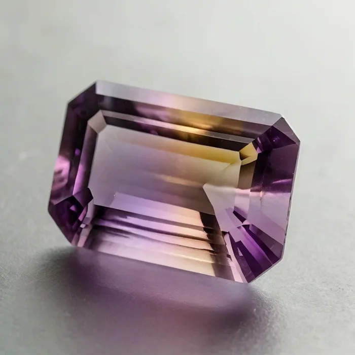 Ametrine 1PC Large 9×11 MM Emerald Faceted Multicolor Brilliant Semi Precious Loose Gemstones