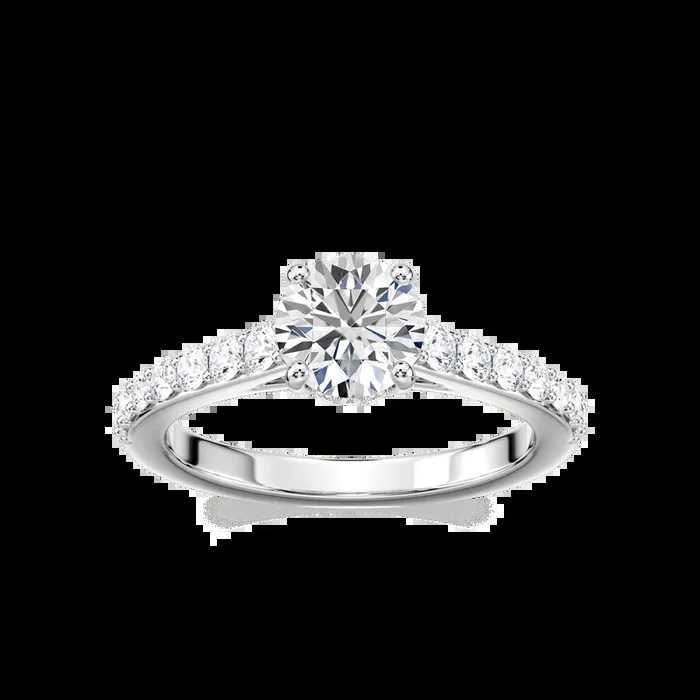 Angel Lab Grown Diamond Shared Prong Hidden Halo Engagement Ring