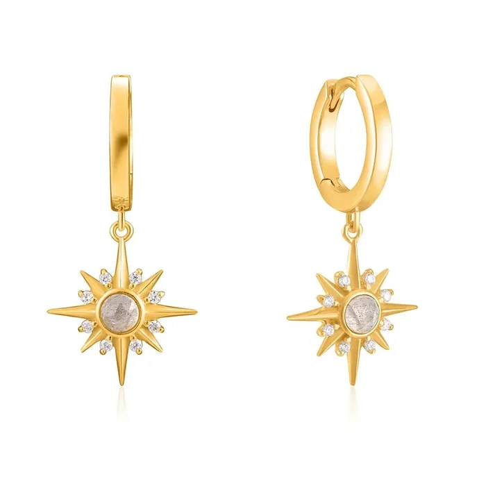Ania Haie Gold Plated Sterling Silver Midnight Star Huggies Earrings