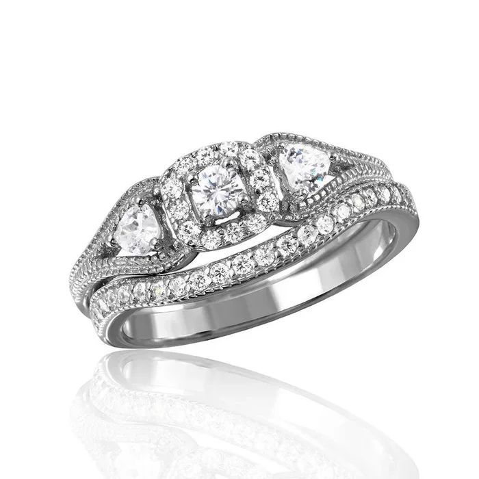 Anillo de compromiso de plata 925 chapada en rodio – BGR01040