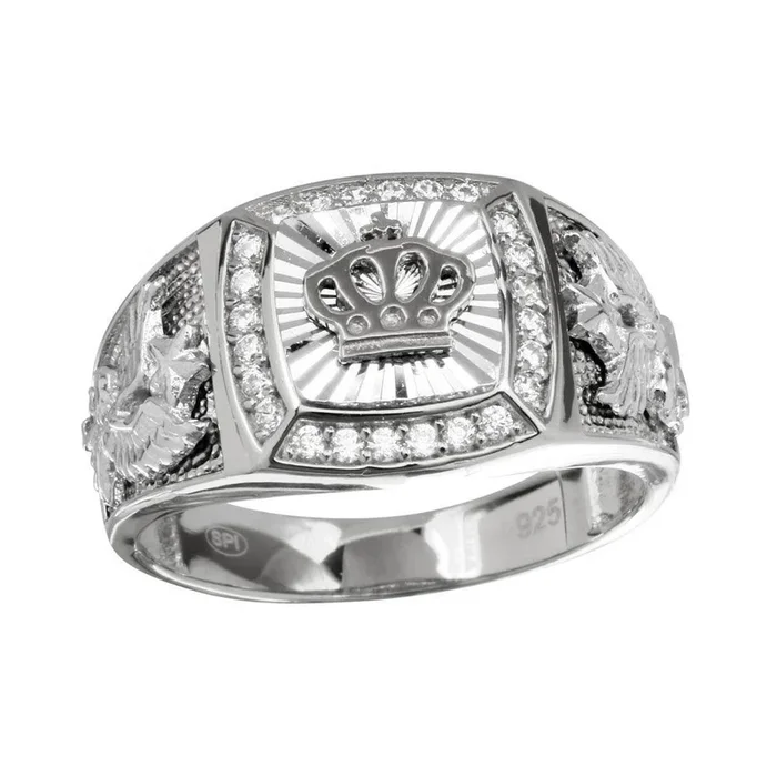 Anillo de corona para hombre en plata de ley 925 rodiada – GMR00236RH
