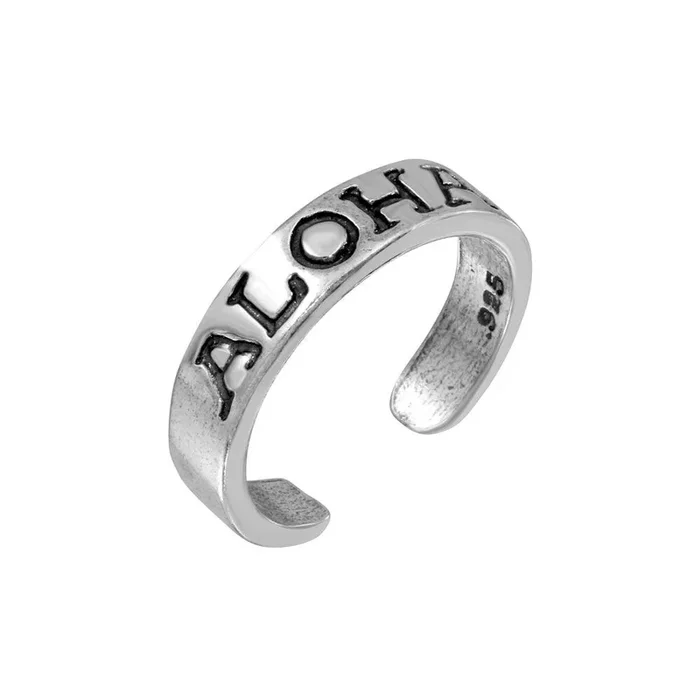 Anillo de dedo ajustable con grabado Aloha en plata 925 – TR184-A