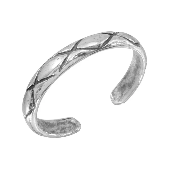 Anillo de dedo ajustable con patrón de red en plata 925 – TR141-A