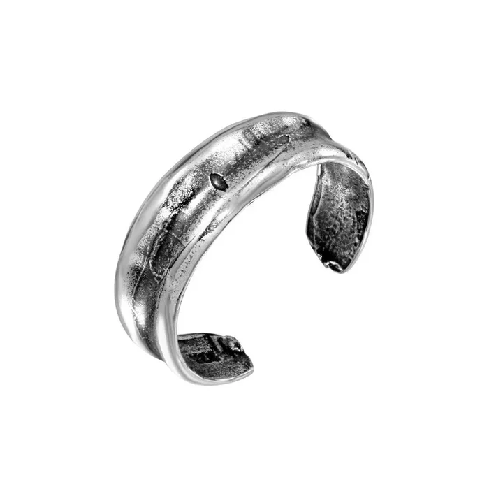 Anillo de dedo ajustable simple oxidado de plata 925 – TR228-A