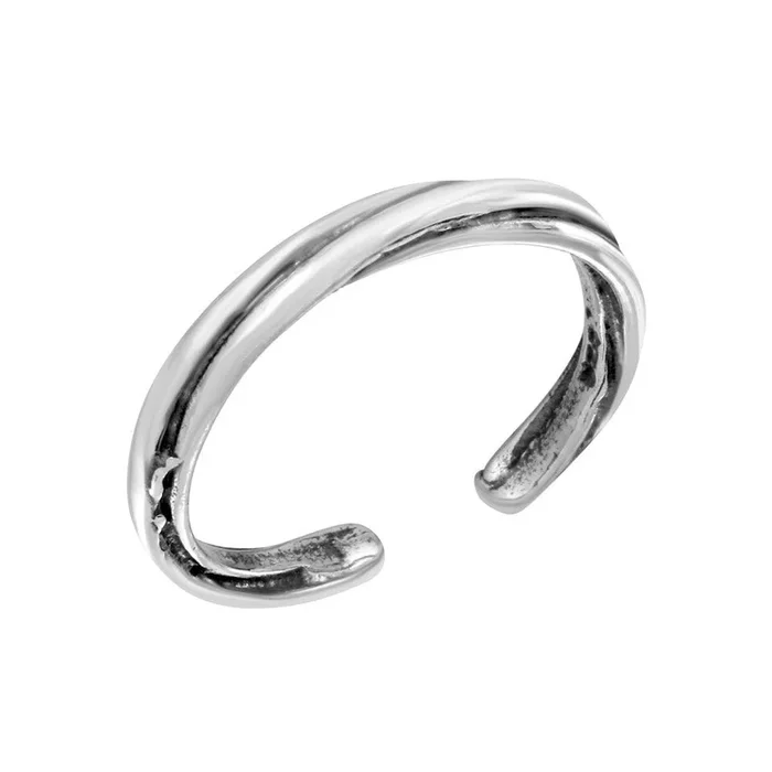 Anillo de dedo del pie ajustable con giro de 2 líneas en plata 925 – TR288-A