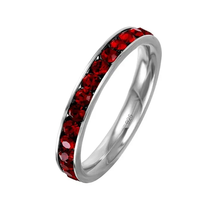 Anillo de eternidad con canal de enero y piedra natal de plata de ley 925 rodiada – ETRY-JAN