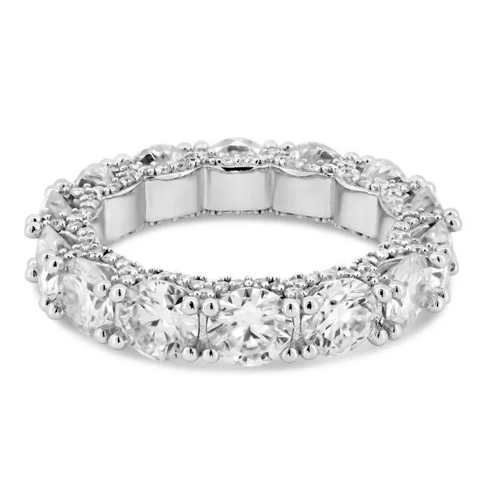 Anillo de eternidad de moissanita en plata de ley 925 rodiada – MGMR00003