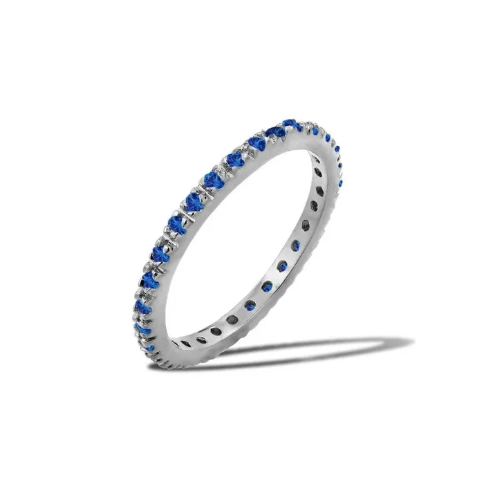 Anillo de eternidad de septiembre con incrustaciones de piedra natal en plata de ley 925 rodiada – BGR00339SEP