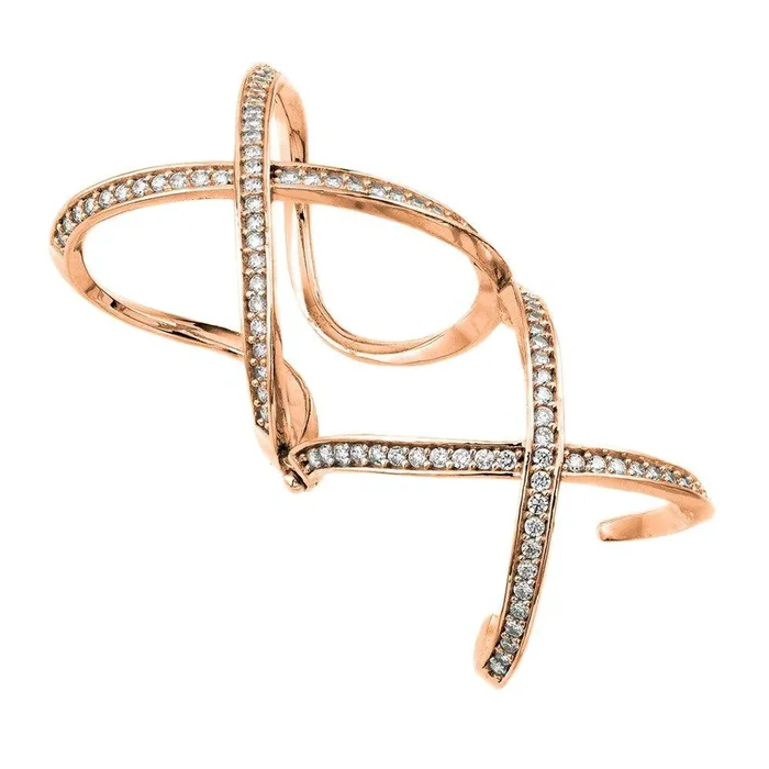 Anillo de extensión de nudillo CZ XX chapado en oro rosa de plata 925 – GMR00032RGP