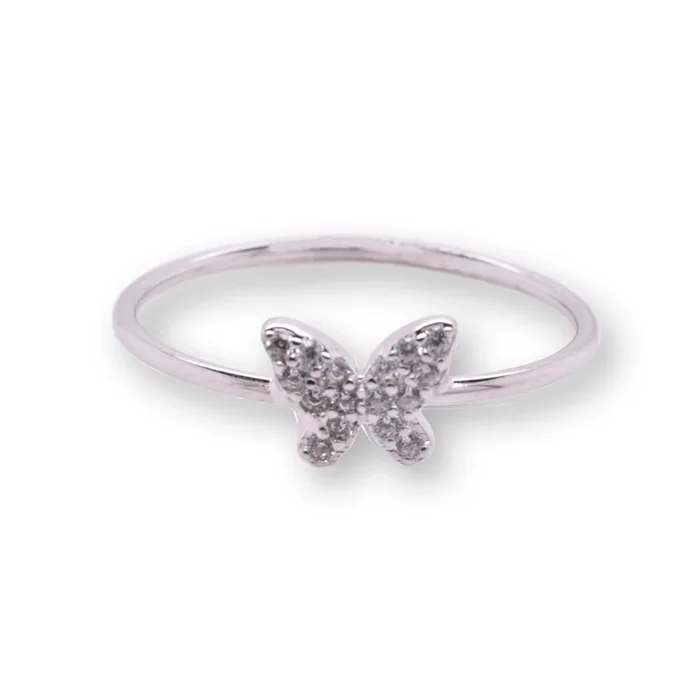 Anillo de mariposa de plata de ley 925 rodiada con circonita transparente de 1 mm – STR01177