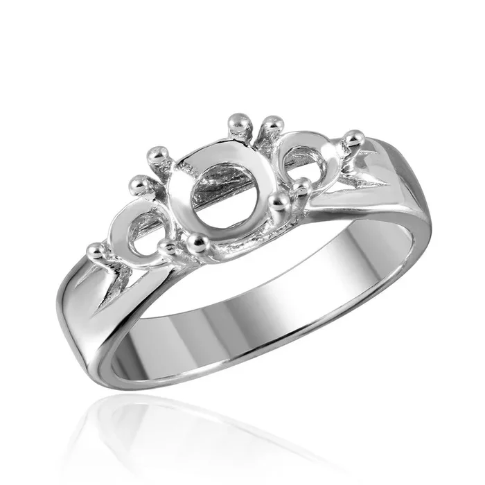 Anillo de montaje de 3 piedras con baño de rodio en plata 925 – BGR00481