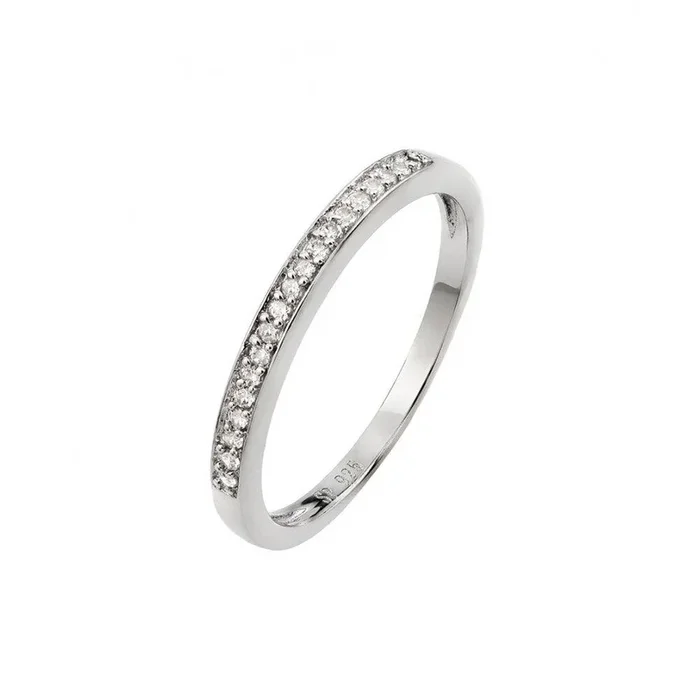 Anillo de plata 925 con circonita cúbica redonda pequeña chapada en rodio – STR00938