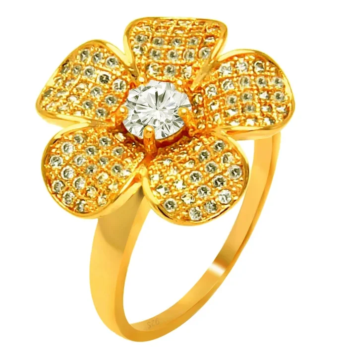 Anillo de plata 925 con micropavé de circonitas cúbicas transparentes, chapado en oro rosa – BGR00610
