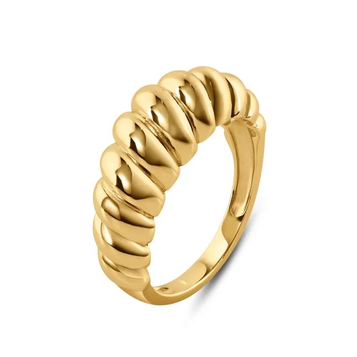 Anillo de plata de ley 925 bañado en oro con diseño de croissant de 7,9 mm – STR01165GP