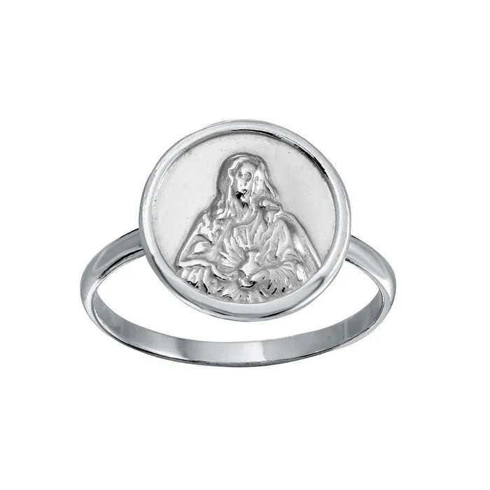 Anillo de plata de ley 925 pulida con diseño de Madre María – SOR00032