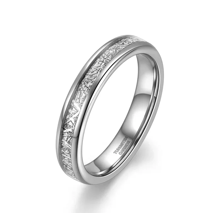 Anillo de tungsteno con incrustaciones de meteorito