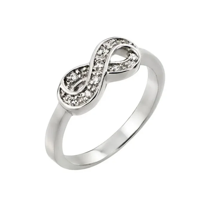 Anillo infinito mini con circonita transparente chapada en rodio de plata 925 – BGR00769