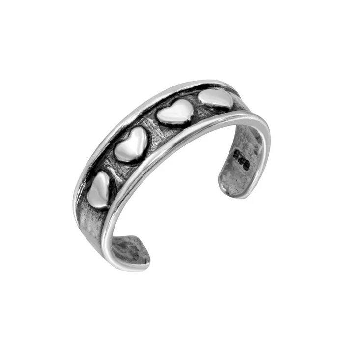 Anillo para el dedo del pie con cuatro corazones en plata de ley 925 – TR207-A