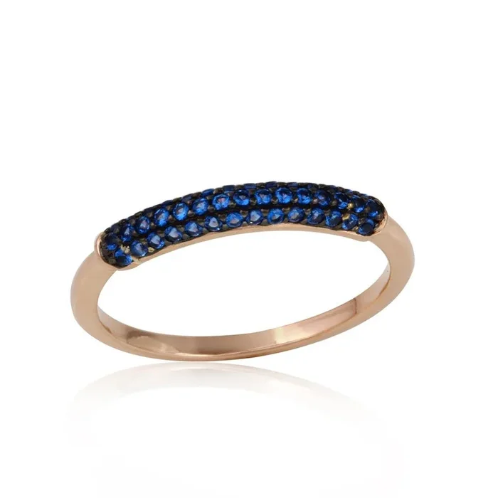Anillo semieterno de plata de ley 925 bañado en oro rosa con circonita azul – BGR01119
