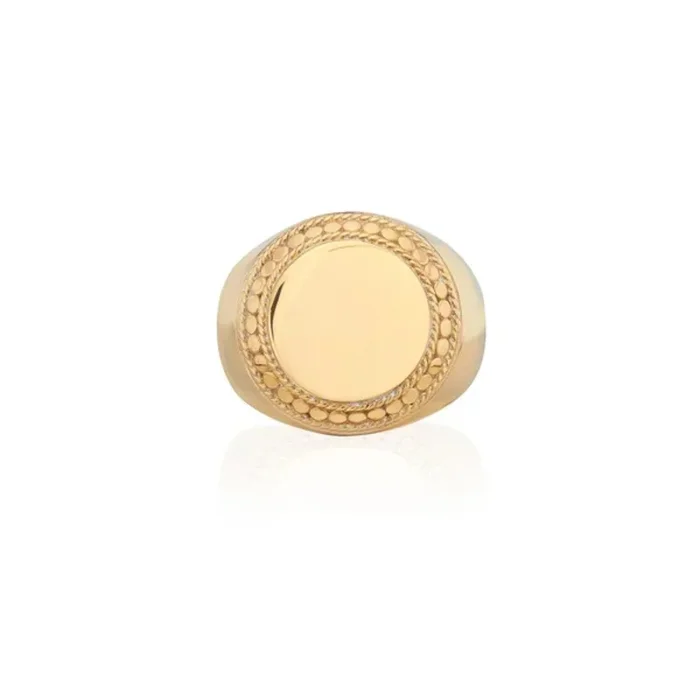 Anna Beck 18 Karat Yellow Gold Plated Sterling Silver Large Signet Ring
