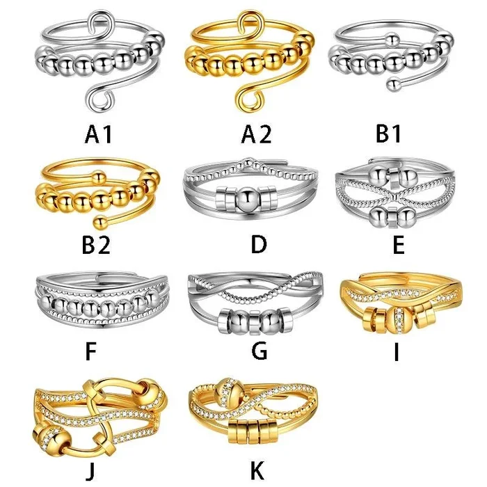 Anti Anxiety Ring with Beads Spinner Fidget Ring Women Jewelry