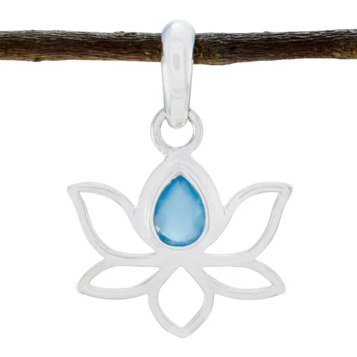 Aqua Chalcedony Delicate Italian Silver Solitaire Hannah Rope-Wire Blue Pendant Jewelry