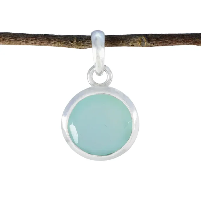 Aqua Chalcedony Featherlight French 92.5 Silver Solitaire Lorena Contemporary Blue Pendant Jewellery