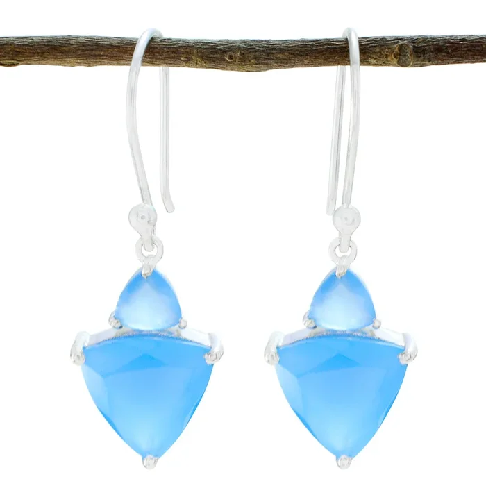 Aqua Chalcedony Latin American Chen multiple Dangle Green Silver Earring