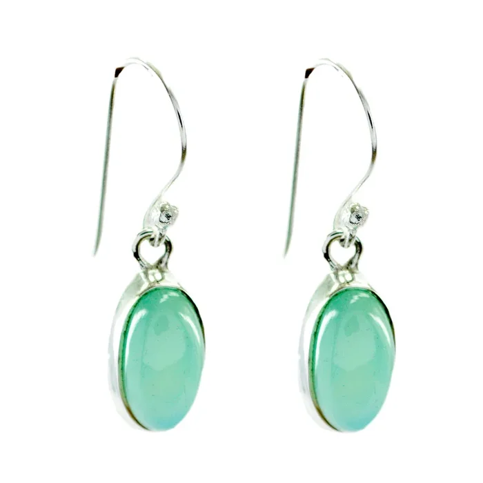 Aqua Chalcedony Latin American Savannah Solitaire Dangle Green 92.5 Silver Earring