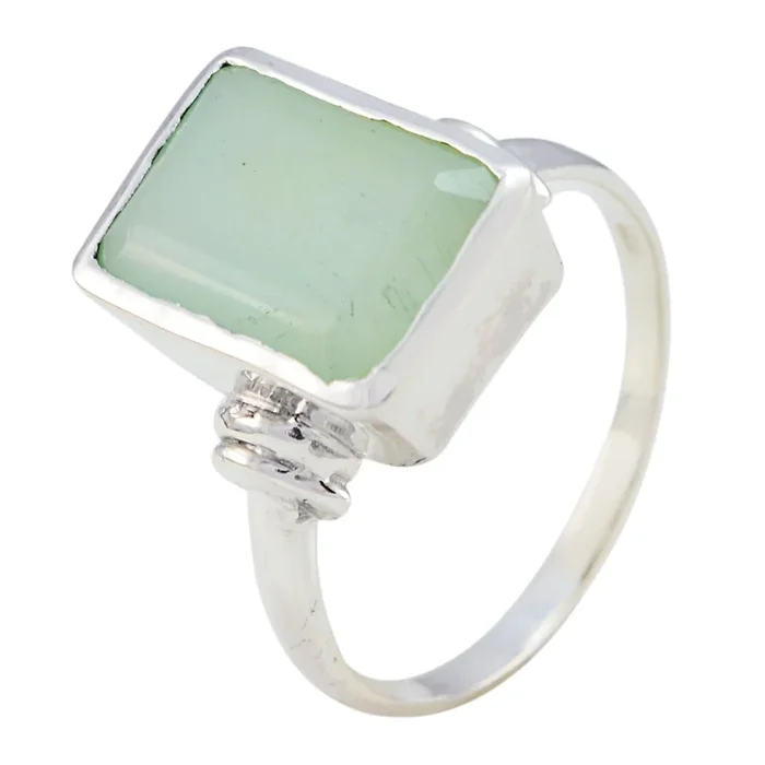 Aqua Chalcedony Solitaire Moroccan 925 Sterling Silver Green Gemstone Eye-catching Armor Ring Jewellery