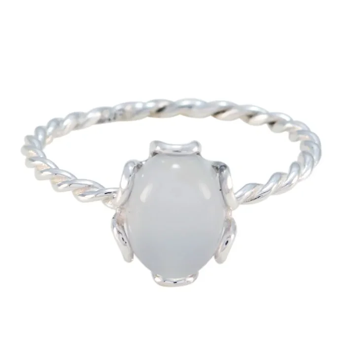 Aqua Chalcedony Solitaire Turkish 925 Sterling Silver Green Gemstones Elegant Twist Ring Jewellery