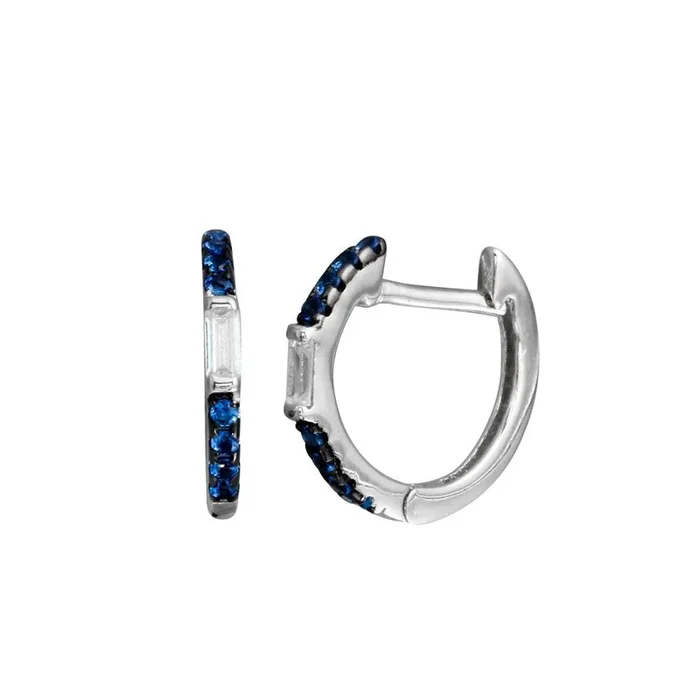 Aro de plata de ley 925 con circonita azul – BGE00663