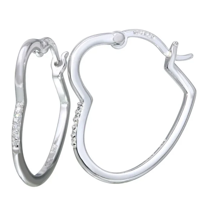 Aros de corazón con circonitas cúbicas en plata de ley 925 rodiada – STE01115