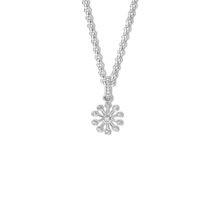 Astrantia Extra Small Necklace Pendant 18ct White Gold – Diamond