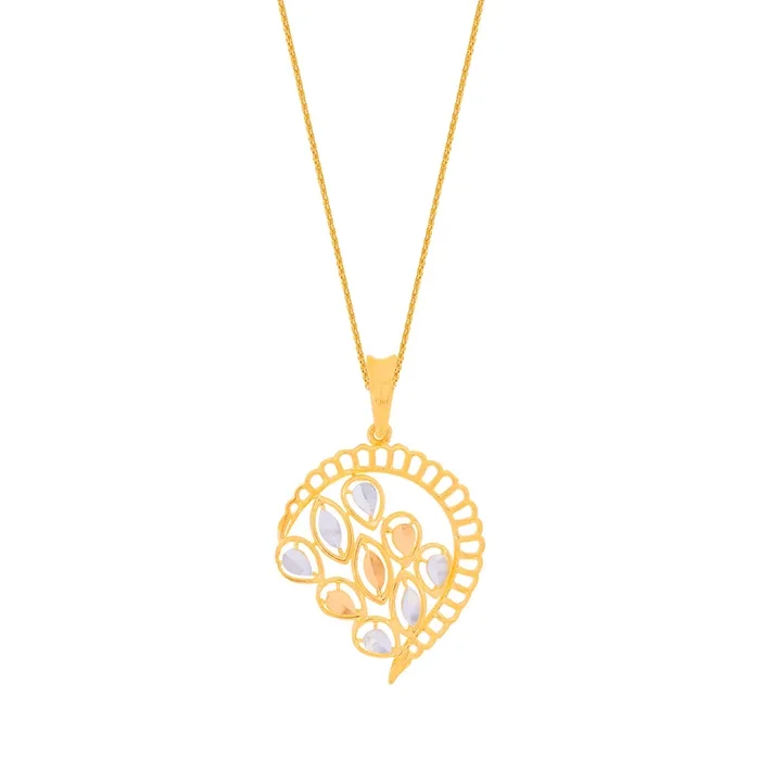 Attractive Two tone Pendant in 22K Gold