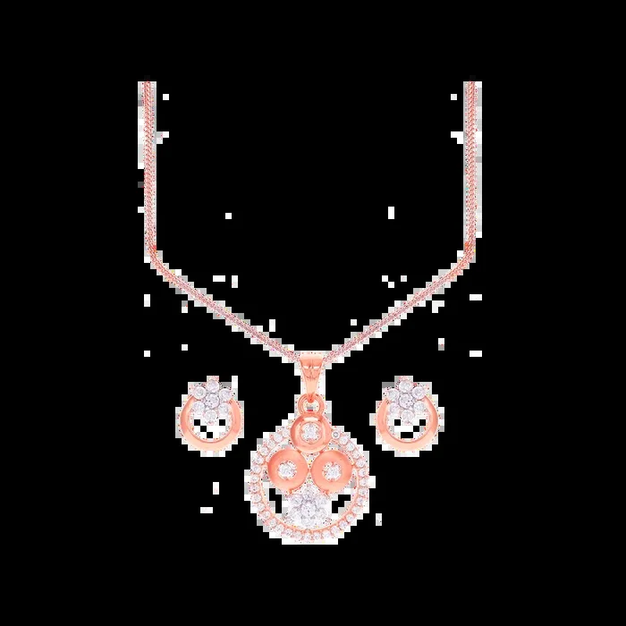 Attractive Two tone Pendant Set With CZ in 18K Rose Gold