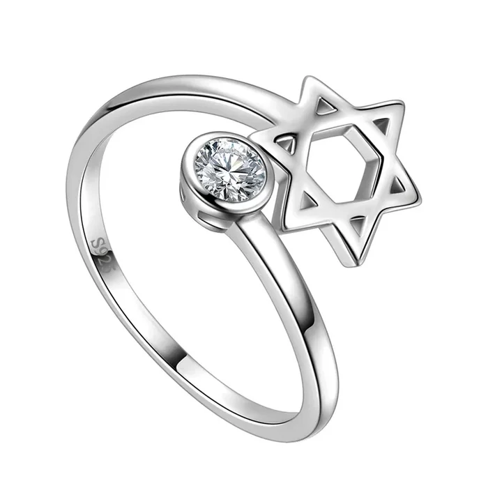 Bague étoile de David pour femmes et hommes, bijoux cadeau en argent Sterling 925