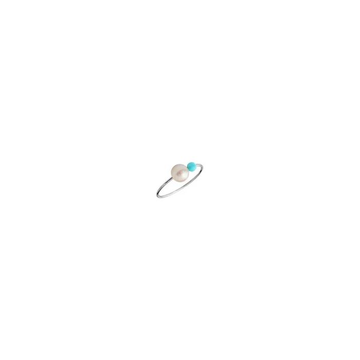 Bague Rosary or blanc perles blanche et turquoise BPS-GRT-001 – Lepage