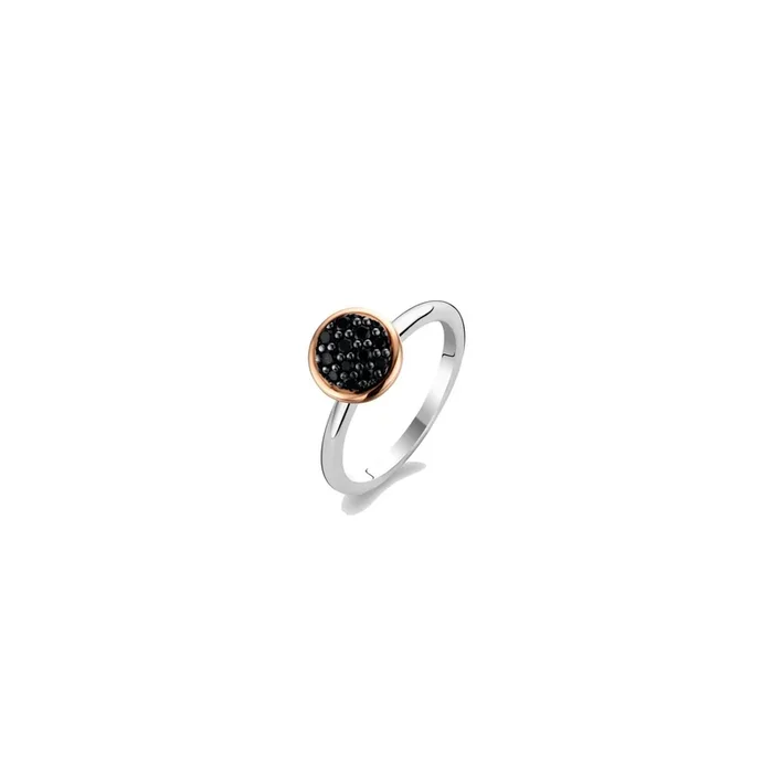 Bague TI Sento Bella Vita en argent et zircons noirs
