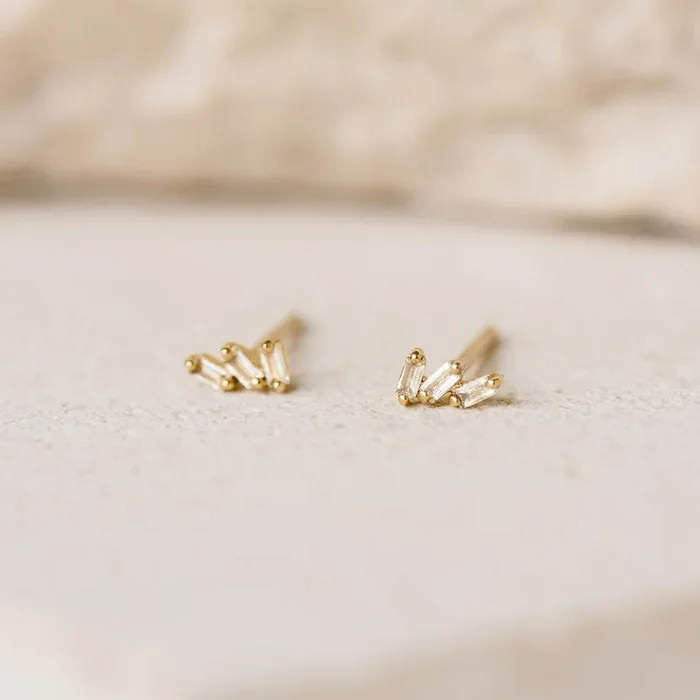 Baguette Cluster Gemstone Stud Earrings – Lovise
