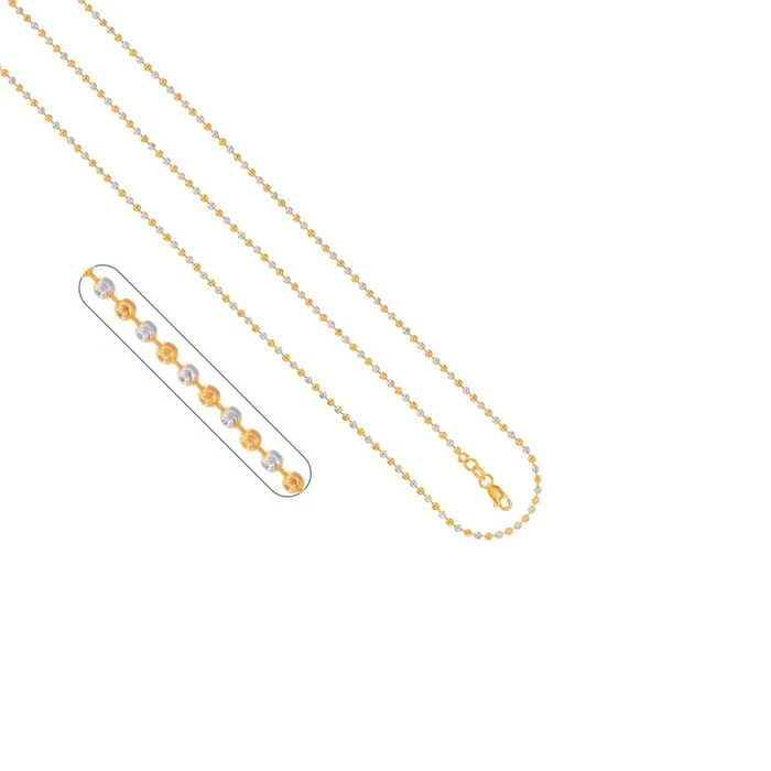 Ball 24″ Two tone Chain in 22K Gold