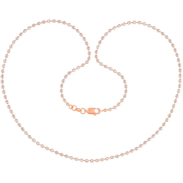 Balll Two tone 16″ Chain in 22K Rose Gold