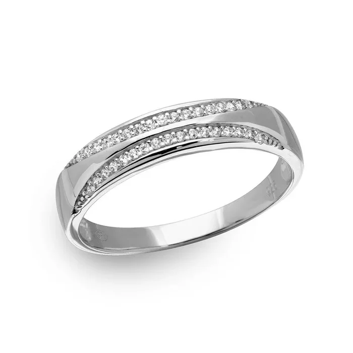 Banda trío con vástago roscado para hombre bañada en rodio en plata 925 con circonita cúbica – GMR00161